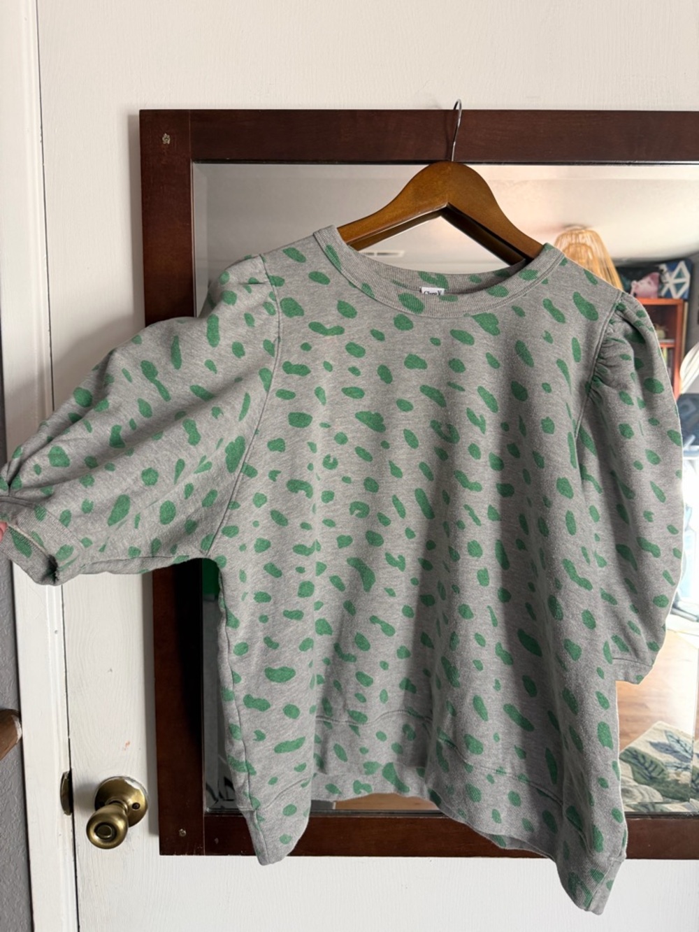 Clare V. Leopard Puff Sleeve Sweatshirt